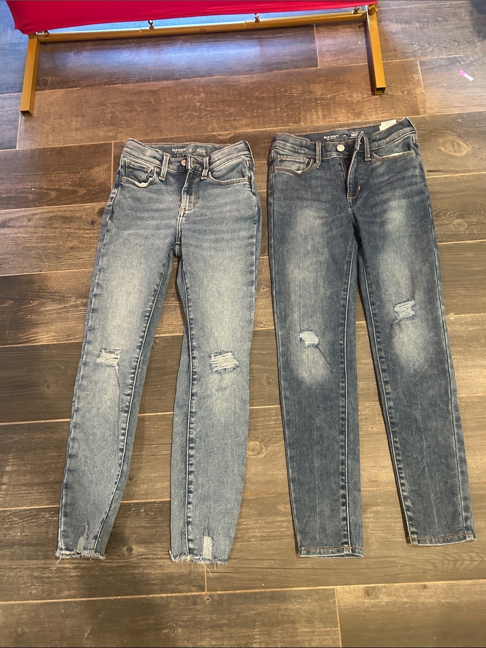 Old Navy Girls’ Distressed Skinny Jeans - Light Blue & Dark Blue